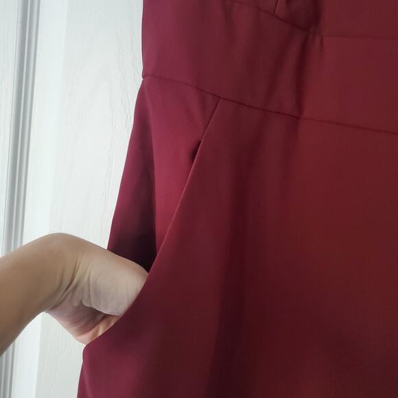 After Six 6824 Gown 6 Cabernet Red Pockets Bridesmaid Prom Event V-Neck Wedding - Picture 4 of 13